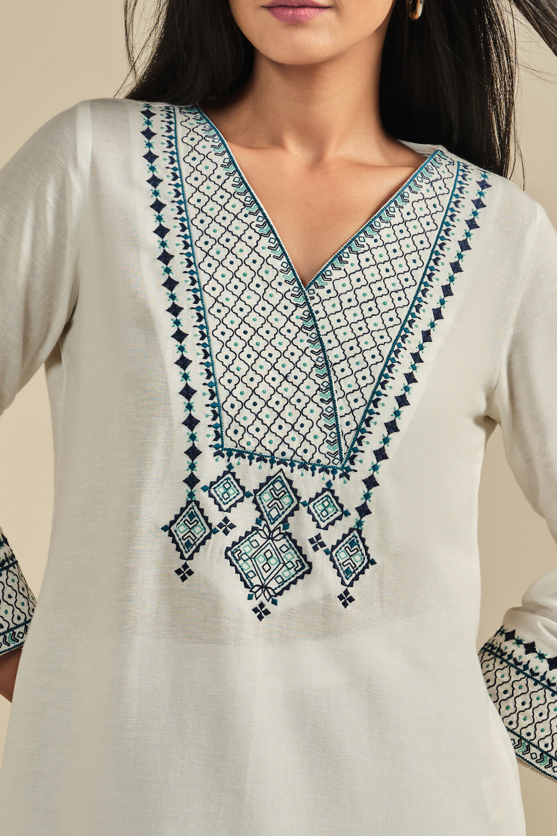 Noora White Kurta, White, image 3